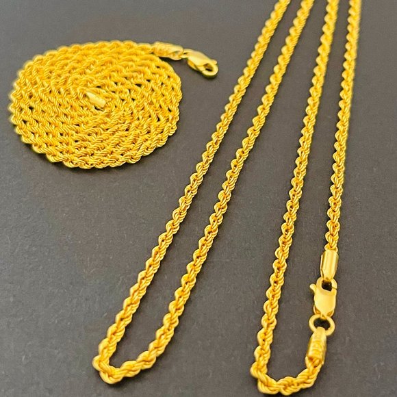 14K Solid Gold Rope Chain Necklace,24 inches 2.5mm - Picture 11 of 17
